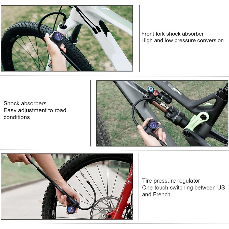 High-Pressure Bike Shock Pump (Max 400 PSI) 3-in-1 – Suspension