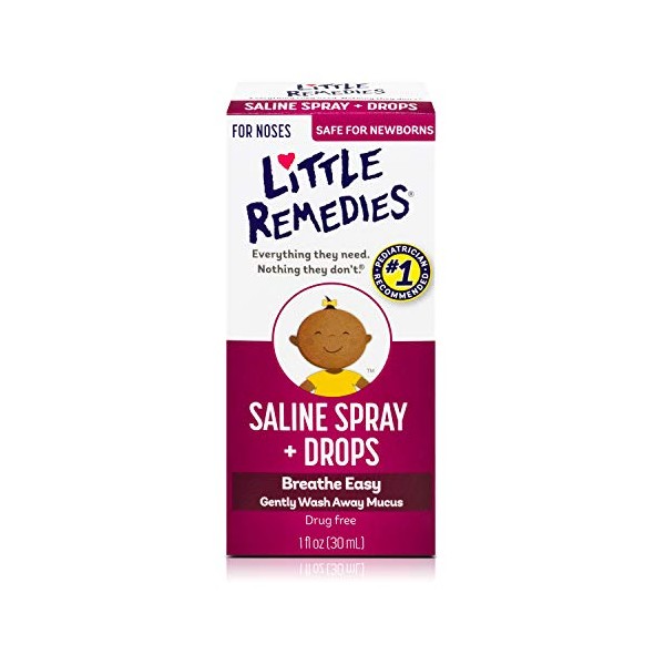 Little Remedies Saline Spray/Drops | 1 oz | Pack of 1 | For Noses to Breathe Easily | Gently Wash Away Mucus | Newborn Safe