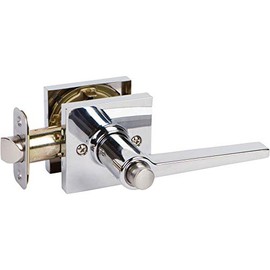 Delaney Hardware Tulina Push Button Privacy Lever Square Polished Chrome