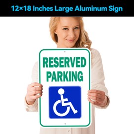 Handicap Parking Sign, 18 x 12 inch Aluminum Metal Sign, Highly Reflective and Rust Free (Style A, 1-Pack)