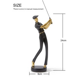 HAUCOZE Golf Decor Sculpture Modern Figurine Golfer Statue Home Gifts Table Centerpiece Crafts Polyresin Arts Black 24cm
