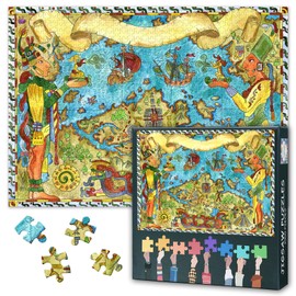 Treasure Maps 1000 Piece Puzzle for Adults, Pirate Map of Maya and Aztecs Treasures Puzzles, Vintage Adventures Jigsaw Puzzles 1000 Pieces, Impossible Challenges, 19.5 x 27.5 Inch