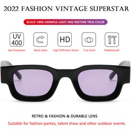AIEYEZO anteojos de sol rectangulares gruesas modernas para mujeres y hombres, estilo retro de los años 90, gruesas, cuadradas, polarizadas, Negro/Morado Océ, MM