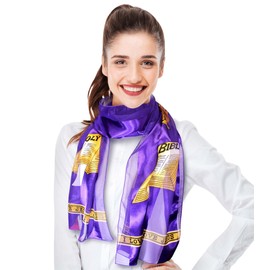 CBC Crown Women's Lightweight Easter Bible Prayer Hands Silk Feeling Satin Striped 13"x60" Fashion Scarf (Pray & Bible - Purple)