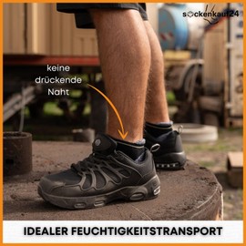 sockenkauf24 Work Trainer Socks Men's Short Work Summer Work Socks with Reinforced Heel and Toe, Padded Sole, with Heel Protection, 6 Pairs Black