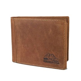 BUFFALO HILL 2394 Wallet Buffalo Leather Wallet I Genuine Leather Wallet I Landscape Format Men's Wallet I RFID Protection I Leather Wallet with Coin Compartment I 9 Card Slots, natural, Modern