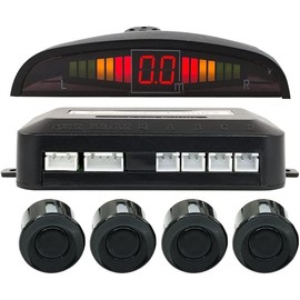 SQUADO Set of 4 Wireless Parking Sensors Black with LED Display and Acoustic Buzzer Wireless Black