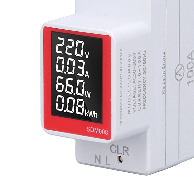 AC Digital Display Meter Rail Type Power Voltmeter Energy Reset