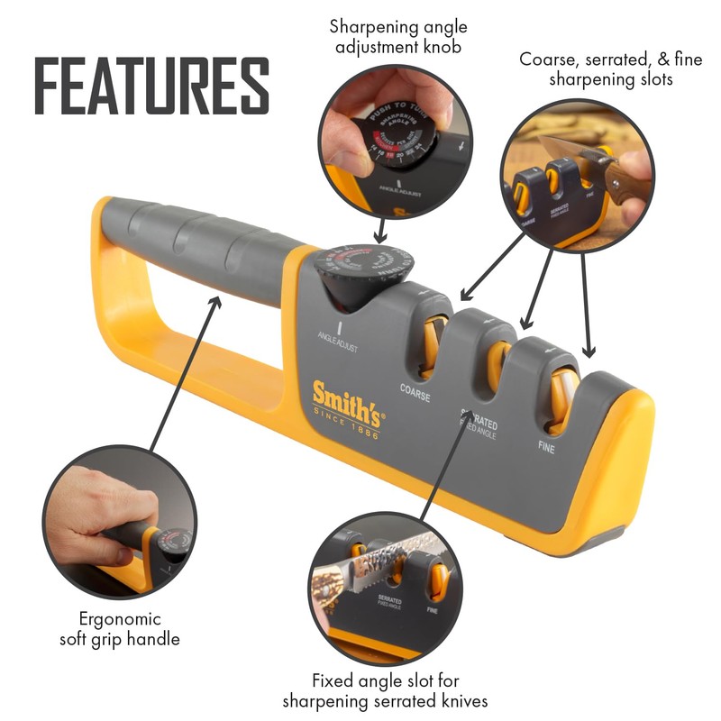 Smiths Adjustable Manual Knife Sharpener Gray/Yellow S-50264