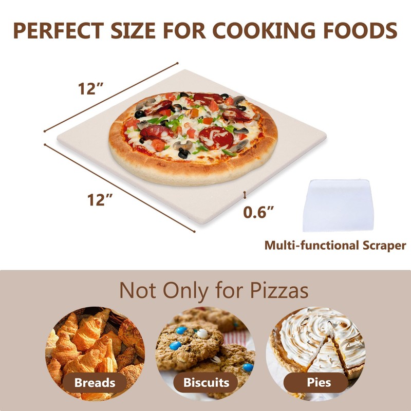 Waykea 12" x 12" Pizza Stone Square Baking Stone |