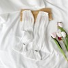 [AICHENS] Women's See-Through Arm Cover with Bowknot, White/Pink, Fingerless Gloves,