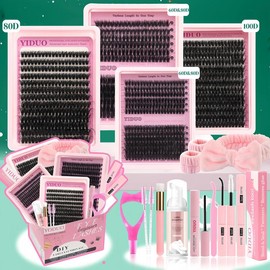 Mixed Length Individual False Eyelashes Kit, 1 Set Natural Look Eyelash Extensions with Accessories, Self Grafting Curling Fake Eyelashes for Women, Eyelash Extensions Kit, Eyelashes Extension, Makeup Products