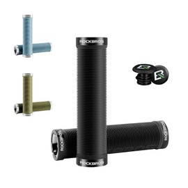 ROCKBROS Bike Handlebar Grips Non-Slip Double Lock Bicycle Grips 2.22mm Universal Mountain Bike Grips for MTB BMX Road Bike Gravel Bike Scooter, Black, Blue, Green