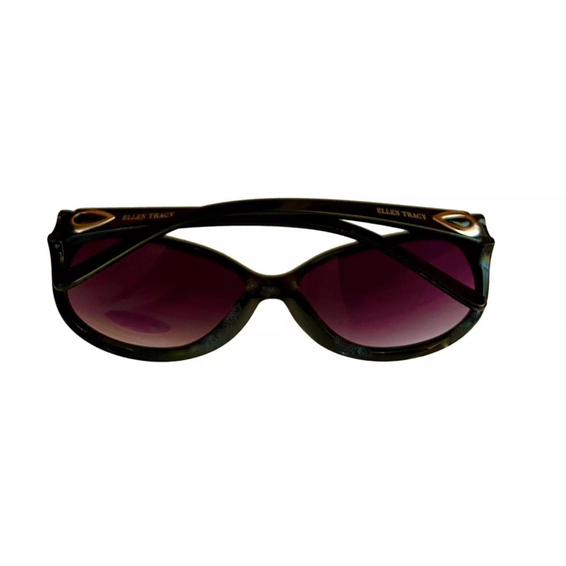 Ellen Tracy Womens Black Plastic Rectangle Sunglass, Gradient Lens 547.