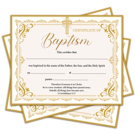 Baptism Certificates for Church - 8 x 10 Inches Blank Baby Dedication Award, Baby Dedication Christening Gifts for Girls Boys, Baptismal Certificates for Adults Teenagers - A11