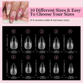 Venares Short Almond Nail Tips, Pack of 120 Full Cover Nail Tips, Soft Nail Tips, 12 Sizes Pre-Shaped Semi-Matte Nail Tips for Gel Nails