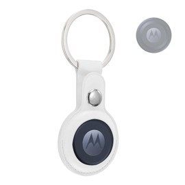 Moto Tag Case with Keychain,Portable Leather Moto Tag Holders,Protective Accessories for GPS Item Finders Accessories,Anti-Scratch, Shockproof & Dustproof (White)