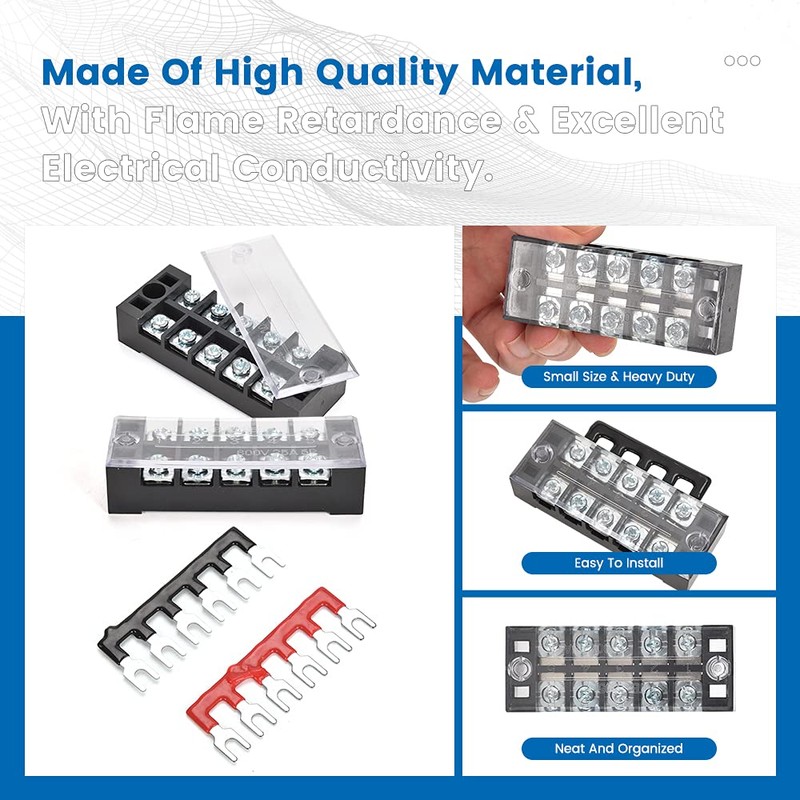 CGELE 6 Sets Terminal Blocks, 6Pcs 4/5/6 Positions 600V 25A