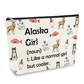 Alaska Girl Gift Makeup Bag City Travel Gift Travel Trip Gifts for Sister Friends Alaska Lover Tour Birthday Graduation Gifts Cosmetic Bag Zipper Makeup Pouch Toiletry Bags