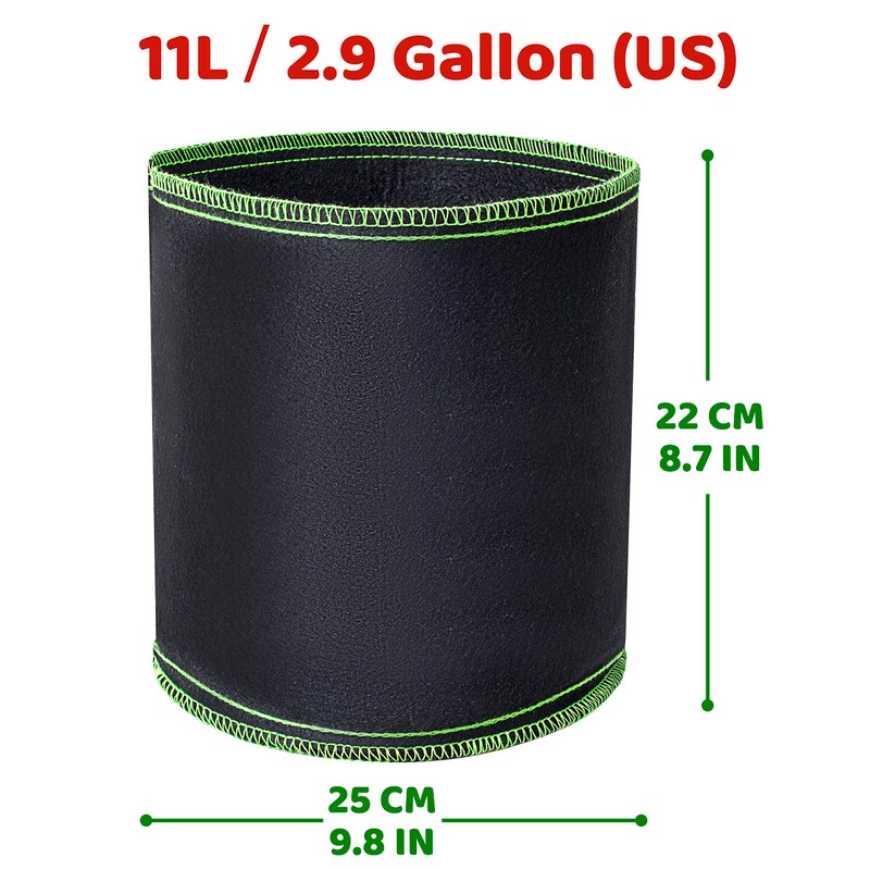 Growerz Round GrowPotz 11-Litre 5pcs High Strength Grow Bag
