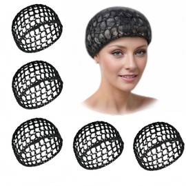 Wogerplu 5 piezas de red tejida para el cabello Wlastic para mantener el peinado utilizado para envolver pelucas de dormir, decoración de baño, etc. color negro, Negro -, Talla única