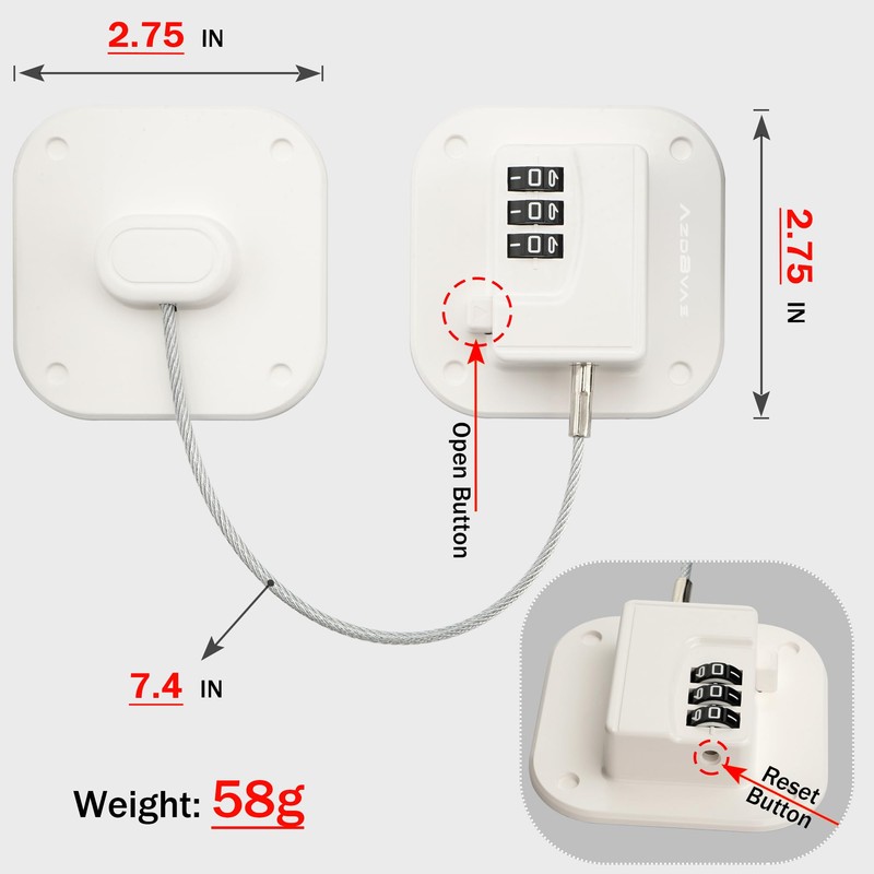 Refrigerator Lock, Heavy Duty Fridge Lock, Combination Lock for Fridge,
