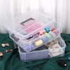 JUXYES 2-Tiers Stack Carry Storage Box With Handle, Transparent Stackable