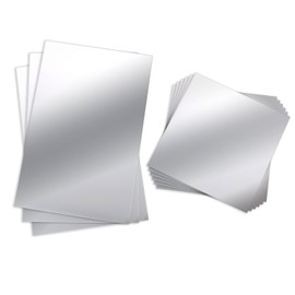 9 Pieces Mirror Adhesive Craft Mirrors Shatterproof Sheet Small Mirror Tiles Flexible Self Adhesive Non Glass Mirror Plastic Mirror Wall Stickers, 6 x 9 Inches, 6 x 6 Inches
