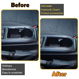 CHEAYAR Gear Box Cup Holder Trim Ring Compatible with Toyota Tacoma 2016-2023, Center Console Gear Shift Panel Frame Cover Trim Accessories(Cup Holder Ring-Matte Black)