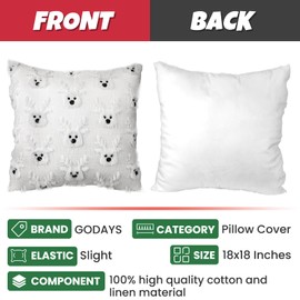 GODAYS 2 PCS Christmas Pillow Covers 18 x 18 Inch Soft Plush Christmas Elk Throw Pillows Pillowcases Christmas Decorations for Sofa Couch Winter Home Decor