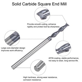 uxcell 2pcs 6mm Dia 6mm Shank Square Nose End Mill 2 Flutes HRC45 Carbide AlTiN Coated CNC Router Bits Cutter Tools for End Milling CNC Machining