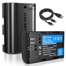 Artman 2-Pack LP-E6 LP-E6NH Battery 2500mAh with Type-C Fast Charging for Canon EOS R, R5, R6, R7, 5D 6D 7D Mark II III IV, 90D, 80D, 70D Cameras