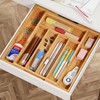 BAMEOS Bamboo Expandable Drawer Organizer, 5-7 Slots Kitchen Drawer Organizer,