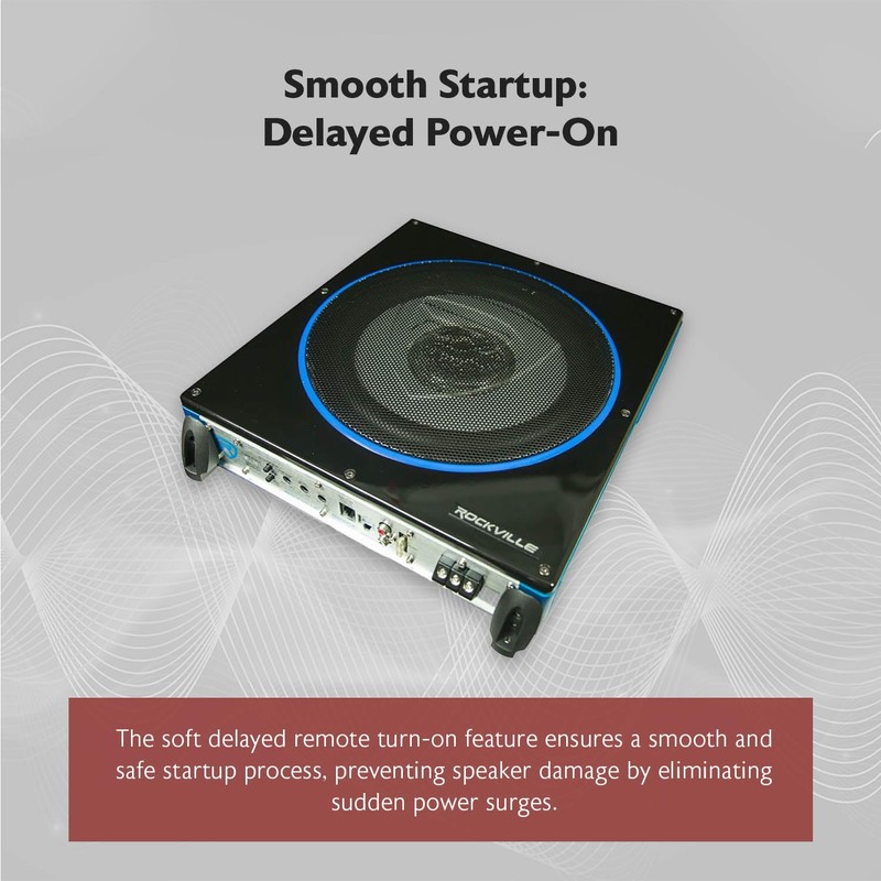 Rockville RW8CA 600W Low Profile Under-Seat Active Car Subwoofer, 2