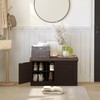 DINZI LVJ Shoe Bench, Entryway Storage Bench with Doors, Cushion,