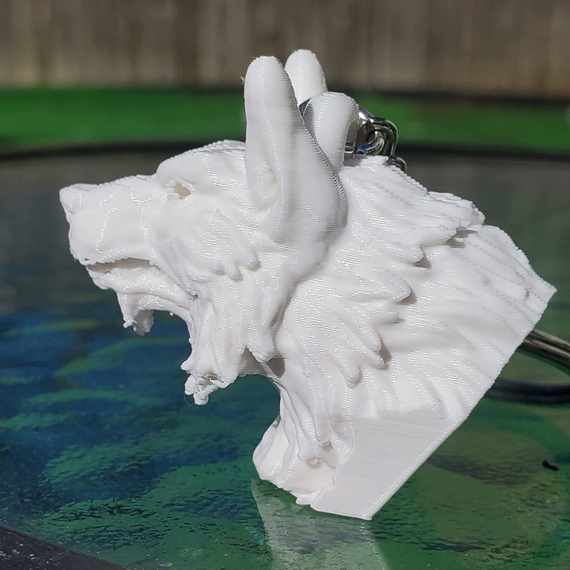 Werewolf Keychain Model White 3d Printed Wolf 3D Head With