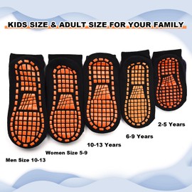 SkiBeaut Non Slip Trampoline Grips Socks Big Kids Youth Anti Skid Athletic Socks with Gripper for Boys Girls Running Socks for 10-13 Years Teen 4 Pairs