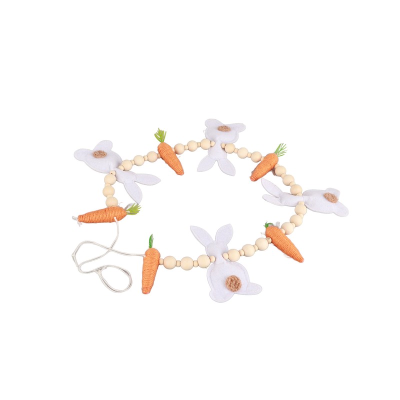 Easter Bunny Carrot Wreath Decor Spring Garland for Home Party
