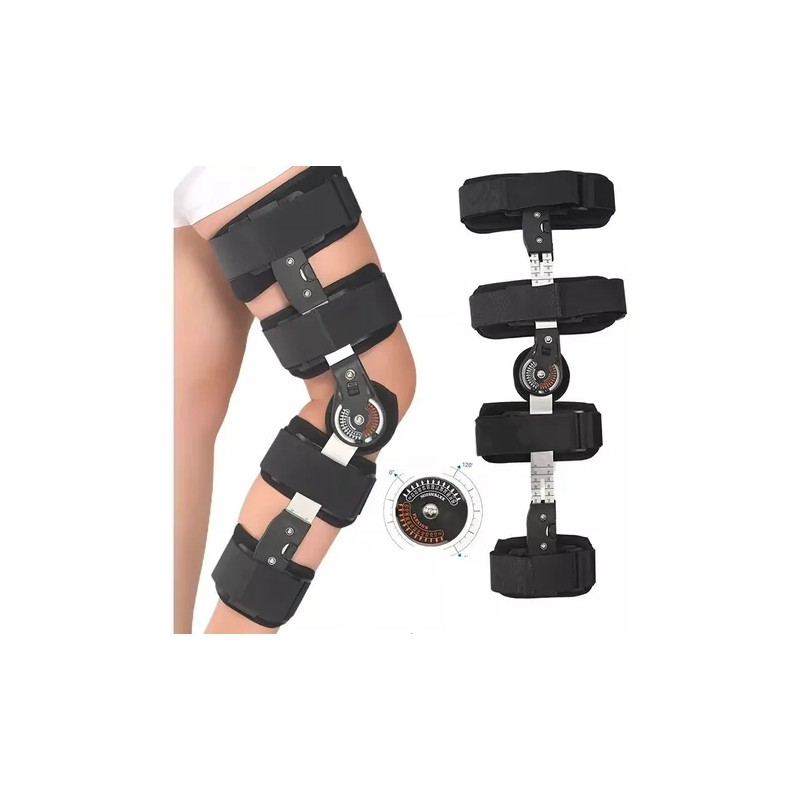 Rodillera Mecanica Graduada Post Operatoria Ajustable Color Negro Talla Unica