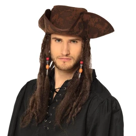 Boland Boland 81914 - Piraten Hut Dirty Joe mit Haaren, Mütze Pirat für Karneval und Mottoparty, Kostüm Zubehör, Kopfbedeckung für Faschingskostüme, Schwarz