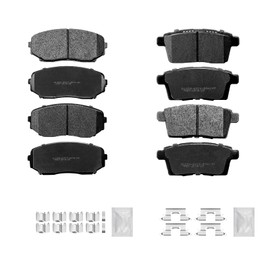 Fraxle Front and Rear Ceramic Brake Pads Set with Hardware For 2007 2008 2009 2010 Ford Edge, Lincoln MKX, 2007-2015 Mazda CX-9, CX-7