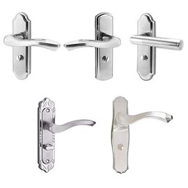 SagaSave Stainless Steel Door Lock Set, Privacy Interior Door Lock Lever Keyless for Bedroom,Bathroom, Interior Door,125mm Crown Round Handle