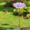 MUMTOP 31 Inch Height Glass Birdbath Birdfeeder with Metal Stake