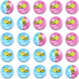 Dilunave 50 Pieces Bee Gender Reveal Button Pins Team Boy, Girl or Both Buttons Pins Badges kit Bee Theme Gender Reveal Party Favors in Pink and Blue for Baby Shower Gender Reveal Party Game Supplies