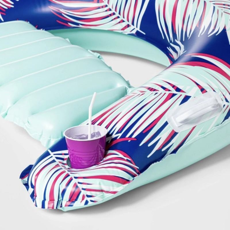 Sun Squad Tropical Chill Inflatable Lounge Chair Built-in Cup Holder