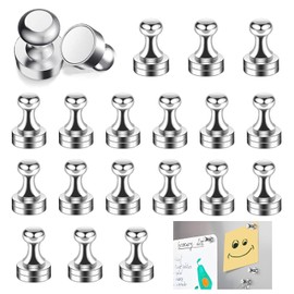 RHQFDM 20 Pieces Mini Super Magnet with Handle,Mini Magnet Push Pins,12×16mm Cone Magnets,Neodymium Magnets for Attaching Photos or Paper Documents to Whiteboards,Bulletin Boards and Refrigerators
