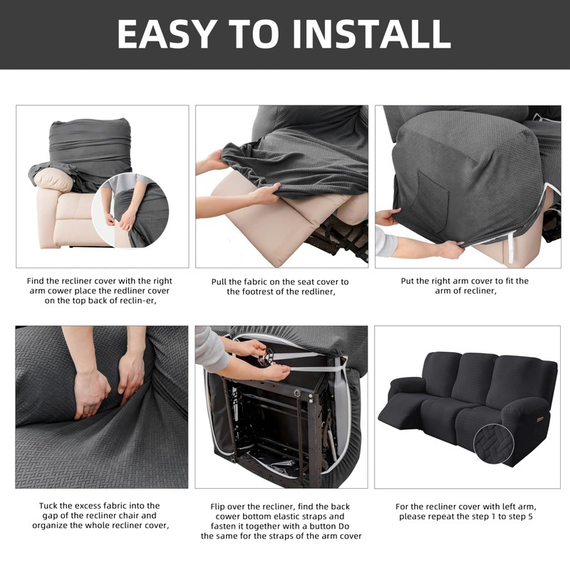 Genina Recliner Sofa Covers - Stretch Reclining Couch Covers with