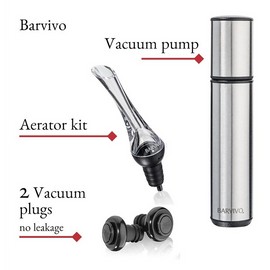 Barvivo - Wine Aerator and Wine Saver Pump with 2 Vacuum Bottle Stoppers (New)