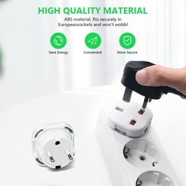 SKIKHN Adapter England Germany Plug, 6 Pack Europe Travel Adapter, UK Ireland Adapter, Travel Adapter UK to EU, Travel Adapter English to German Socket for Great Britain France Italy