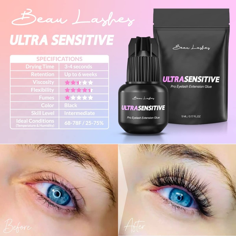 Sensitive Eyelash Extension Glue for Professionals | Low Humidity Strong
